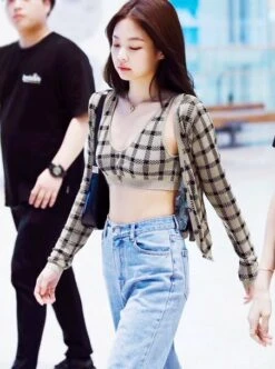 Beige Plaid Camisole Crop Top | Jennie - BlackPink 14 Beige Plaid Camisole Crop Top | Jennie - BlackPink -Amped Apparel Jennie Plaid Crop Camisole Plaid Button down Cardigan inspiration 3 e1643959529504