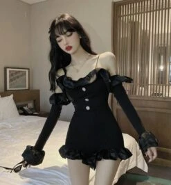 Black Ruffled Mini Jumpsuit | Jennie - BlackPink -Amped Apparel Jennie – BlackPink Black Ruffled Mini Jumpsuit1 600x647 1