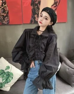 White Ruffled Blouse | Jeongin - Stray Kids -Amped Apparel Jeongin Stray Kids White Ruffled Shirt 11 600x765 1