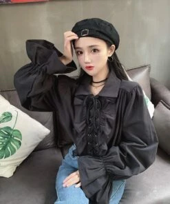 White Ruffled Blouse | Jeongin - Stray Kids -Amped Apparel Jeongin Stray Kids White Ruffled Shirt 14 600x718 1