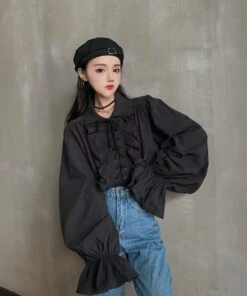 White Ruffled Blouse | Jeongin - Stray Kids -Amped Apparel Jeongin Stray Kids White Ruffled Shirt 15 600x719 1