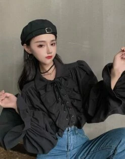 White Ruffled Blouse | Jeongin - Stray Kids -Amped Apparel Jeongin Stray Kids White Ruffled Shirt 21 e1643802265450 600x762 1