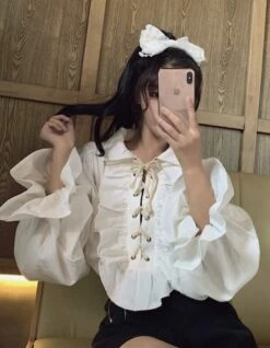 White Ruffled Blouse | Jeongin - Stray Kids -Amped Apparel Jeongin Stray Kids White Ruffled Shirt 22 e1643802251365 600x772 1