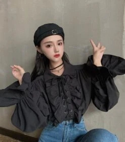 White Ruffled Blouse | Jeongin - Stray Kids -Amped Apparel Jeongin Stray Kids White Ruffled Shirt 27 600x683 1