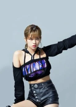 Black Buttoned Leather Shorts | Jeongyeon - Twice -Amped Apparel Jeongyeon Twice Black Buttoned Leather Shorts 1 600x840 1