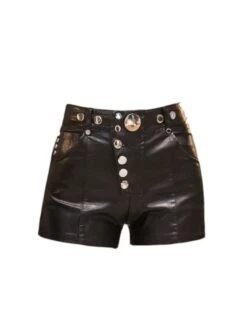 Black Buttoned Leather Shorts | Jeongyeon - Twice -Amped Apparel Jeongyeon Twice Black Buttoned Leather Shorts 8 600x798 1