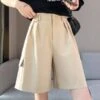 Beige Mid-Length Wide Leg Shorts | Jimin - BTS -Amped Apparel Jimin BTS Beige Mid Length Wide Leg Shorts 9 600x708 1