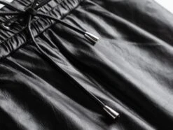 Black Faux Leather Casual Shorts | Jimin - BTS -Amped Apparel Jimin BTS Black Faux Leather Casual Shorts 5 600x453 1