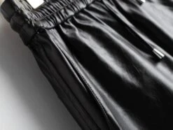 Black Faux Leather Casual Shorts | Jimin - BTS -Amped Apparel Jimin BTS Black Faux Leather Casual Shorts 6 600x452 1