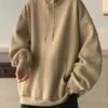 Beige Oversized Kangaroo Pocket Hoodie | Jin - BTS -Amped Apparel Jin BTS Beige Oversized Kangaroo Pocket Hoodie 3 600x750 1