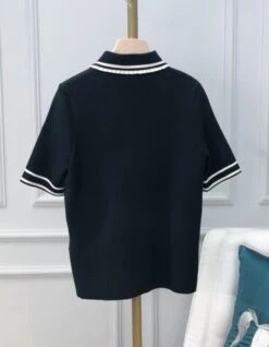 Black Doll Collar Knit Polo Shirt | Jisoo -BlackPink -Amped Apparel Jisoo Black Doll Collar Knit T Shirt 9 e1678033465619 600x772 1