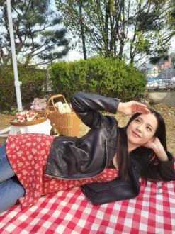 Red Deep V-Neck Floral Dress | Jisoo - BlackPink -Amped Apparel Jisoo BlackPink Red Deep V Neck Floral Dress 1 600x802 1