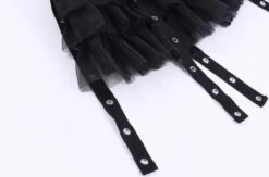 Black Mesh Layered Skirt With Eyelet Straps | Joy - Red Velvet -Amped Apparel Joy Red Velvet Black Mesh Layered Skirt With Eyelet Straps 7 600x396 1