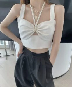 White Sling Cropped Top | Joy - Red Velvet