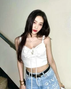 White Sling Cropped Top | Joy - Red Velvet -Amped Apparel Joy Red Velvet White Sling Cropped Top 2 600x750 1