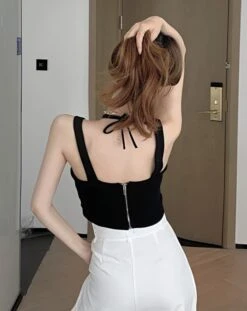 White Sling Cropped Top | Joy - Red Velvet -Amped Apparel Joy Red Velvet White Sling Cropped Top 7 600x756 1