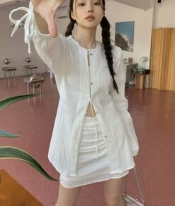 White Textured Mini Skirt | Joy - Red Velvet -Amped Apparel Joy Red Velvet White Textured Mini Skirt 3 600x707 1