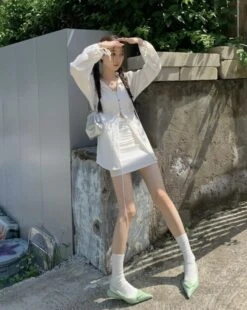 White Textured Mini Skirt | Joy - Red Velvet -Amped Apparel Joy Red Velvet White Textured Mini Skirt 5 600x753 1