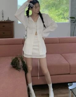 White Textured Mini Skirt | Joy - Red Velvet -Amped Apparel Joy Red Velvet White Textured Mini Skirt 8 600x766 1