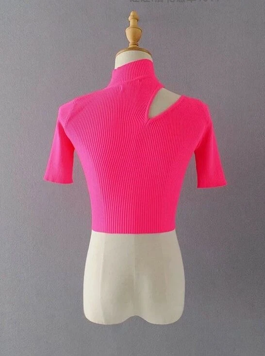 Pink Slant Chest Cut Crop Top | Joy - Red Velvet 4 Pink Slant Chest Cut Crop Top | Joy - Red Velvet - Image 2