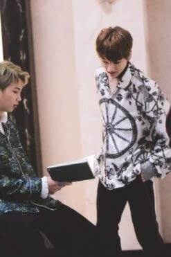 Beige Wheel Printed Vintage Shirt | Jungkook - BTS -Amped Apparel Jungkook BTS Beige Wheel Printed Vintage Shirt 1