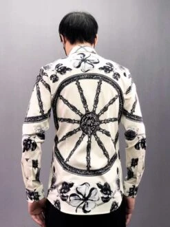 Beige Wheel Printed Vintage Shirt | Jungkook - BTS -Amped Apparel Jungkook BTS Beige Wheel Printed Vintage Shirt 8 600x802 1