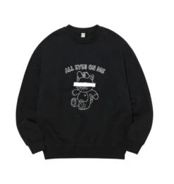 Black Cat-Printed Crew Neck Sweatshirt | Jungkook - BTS
