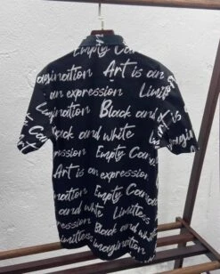 Black Short Sleeves Scribble Print Shirt | Jungkook - BTS -Amped Apparel Jungkook BTS Black Short Sleeves Scribble Print Shirt 2