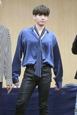 Blue Satin Long Sleeve Shirt | Jungkook - BTS -Amped Apparel Jungkook BTS Blue Satin Long Sleeve Shirt 1