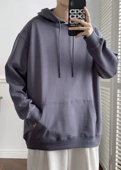 Grey Drawstring Hoodie | Jungkook - BTS -Amped Apparel Jungkook BTS Grey Drawstring Hoodie 4