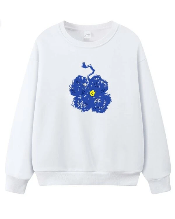 White Flower Print Sweatshirt | Junkyu - Treasure 3 White Flower Print Sweatshirt | Junkyu - Treasure
