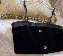 Black Velvet Bow Crop Top | Kazuha - Le Sserafim -Amped Apparel Kazuha Le Sserafim Black Velvet Bow Crop Top 5 600x536 1