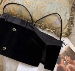 Black Velvet Bow Crop Top | Kazuha - Le Sserafim -Amped Apparel Kazuha Le Sserafim Black Velvet Bow Crop Top 6 600x567 1