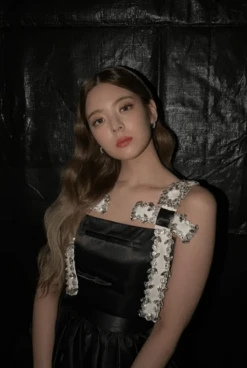 Black Rhinestone Cross Dress | Lia - ITZY -Amped Apparel Lia ITZY Black Rhinestone Cross Dress 2