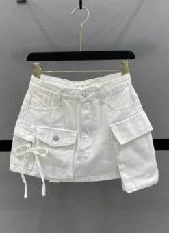 White Denim Skort With Pockets | Lia - ITZY