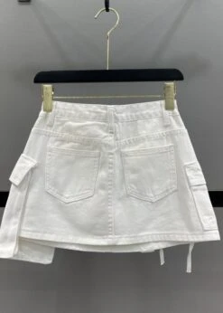 White Denim Skort With Pockets | Lia - ITZY -Amped Apparel Lia ITZY White Denim Skort With Pockets 7