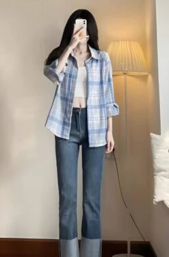 Light Blue Plaid Shirt | Renjun - NCT -Amped Apparel Light Blue Plaid Shirt Renjun NCT 3 600x910 1