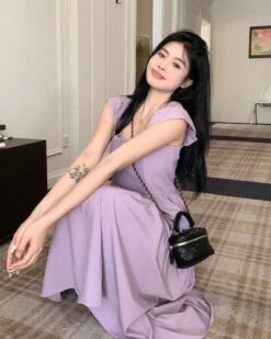 Lilac Gartered Ruffles Dress | Hinata - XG -Amped Apparel Lilac Gartered Ruffles Dress Hinata XG 5 600x750 1