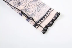 Beige And Black Striped Mesh Dress | Lisa - BlackPink -Amped Apparel Lisa BlackPink Beige And Black Striped Mesh Dress 1 600x400 1