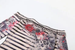 Beige And Black Striped Mesh Dress | Lisa - BlackPink -Amped Apparel Lisa BlackPink Beige And Black Striped Mesh Dress 5 600x400 1