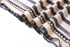 Beige And Black Striped Mesh Dress | Lisa - BlackPink -Amped Apparel Lisa BlackPink Beige And Black Striped Mesh Dress 7 600x400 1