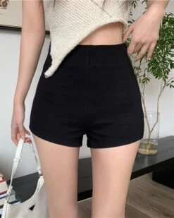 Black High-Waisted Slim Fit Shorts | Lisa - BlackPink