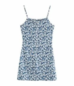 Blue Floral Sling Dress | Lisa - BlackPink -Amped Apparel Lisa BlackPink Blue Floral Sling Dress 12 600x701 1