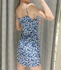 Blue Floral Sling Dress | Lisa - BlackPink -Amped Apparel Lisa BlackPink Blue Floral Sling Dress 13 600x691 1