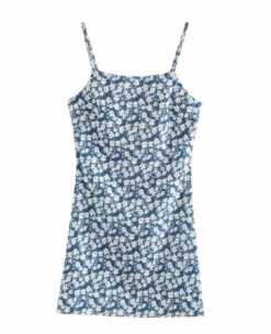 Blue Floral Sling Dress | Lisa - BlackPink -Amped Apparel Lisa BlackPink Blue Floral Sling Dress 6 600x739 1