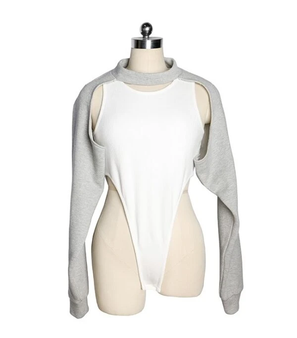 Grey Bolero Sweatshirt And Leotard Top | Lisa - BlackPink 5 Grey Bolero Sweatshirt And Leotard Top | Lisa - BlackPink - Image 3