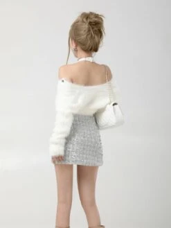 Metallic Grey Sequin Embellished Skirt | Lisa - BlackPink -Amped Apparel Lisa BlackPink Metallic Grey Sequin Embellished Skirt 2 600x800 1