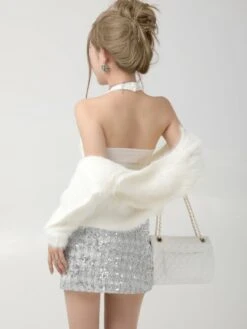 Metallic Grey Sequin Embellished Skirt | Lisa - BlackPink -Amped Apparel Lisa BlackPink Metallic Grey Sequin Embellished Skirt 8 600x800 1