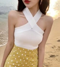 White Criss Cross Tank Top | Lisa - BlackPink -Amped Apparel Lisa BlackPink White Criss Cross Tank Top 6 600x673 1