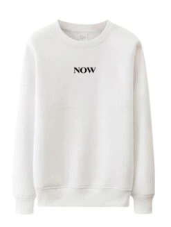 White "Now" Printed Sweatshirt | Lisa - BlackPink
